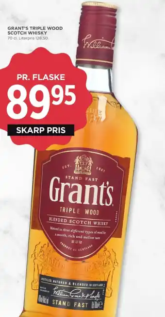 MENY GRANT'S TRIPLE WOOD SCOTCH WHISKY tilbud