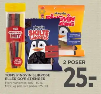 MENY TOMS PINGVIN SLIKPOSE ELLER GO'E STÆNGER tilbud