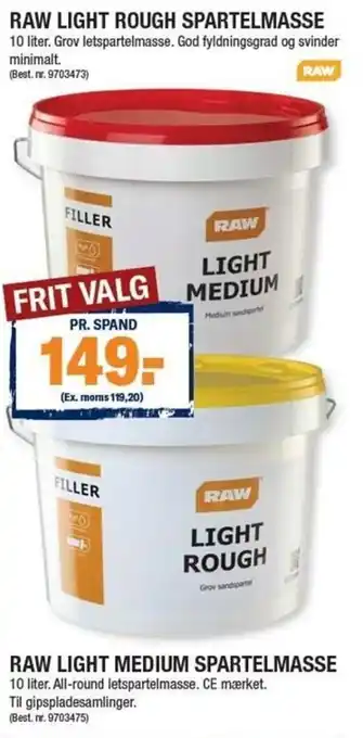 Stark Raw Light Medium Spartelmasse 10 Liter, Raw Light Rough Spartelmasse 10 Liter tilbud