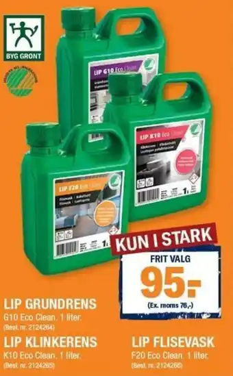 Lip Grundrens, Lip Klinkerens, Lip Flisevask