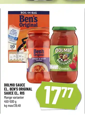Løvbjerg DOLMIO SAUCE EL. BEN’S ORIGINAL SAUCE EL. RIS tilbud