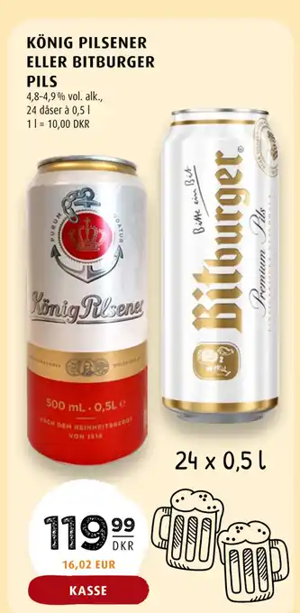 Scandinavian Park KÖNIG PILSENER ELLER BITBURGER PILS tilbud