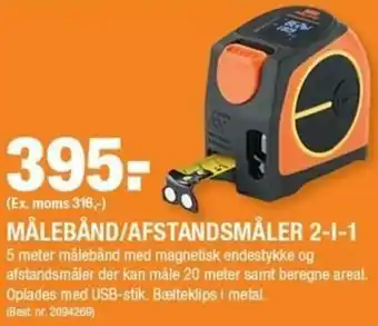 Målebånd/Afstandsmåler 2-I-1 5 Meter