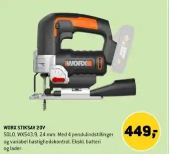 XL-BYG WORX STIKSAV 20V tilbud