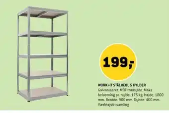 XL-BYG WORK IT STÅLREOL 5 HYLDER tilbud