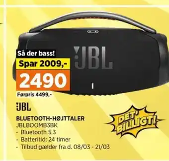 Power BLUETOOTH-HØJTTALER JBLBOOMB3BK tilbud