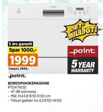 Power BORDOPVASKEMASKINE PTD47W20 tilbud
