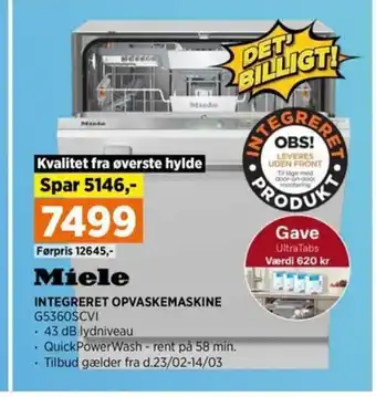 Power INTEGRERET OPVASKEMASKINE G5360SCVI tilbud