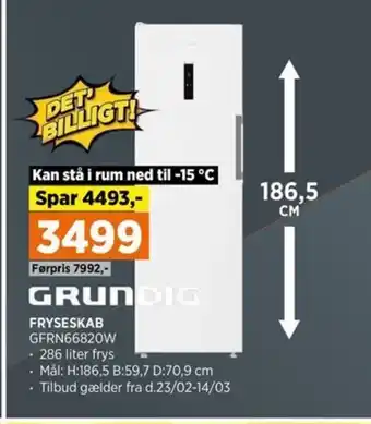 Power FRYSESKAB GFRN66820W tilbud
