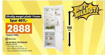 Power 186 CM KØLE-/FRYSESKAB NNP2LE34WR tilbud