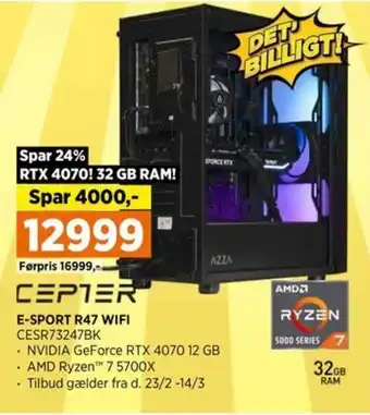 Power E-SPORT R47 WIFI CESR73247BK tilbud