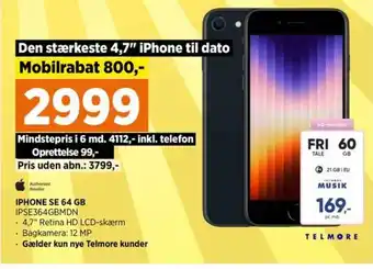 Power IPHONE SE 64 GB IPSE364GBMDN tilbud