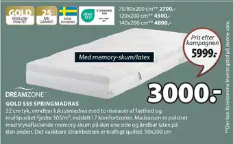 JYSK GOLD S55 SPRINGMADRAS tilbud