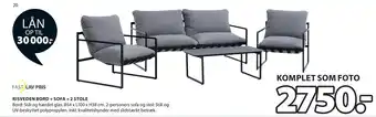 JYSK RISVEDEN BORD + SOFA + 2 STOLE tilbud