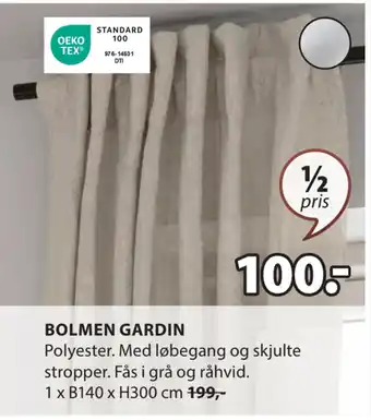 JYSK BOLMEN GARDIN tilbud