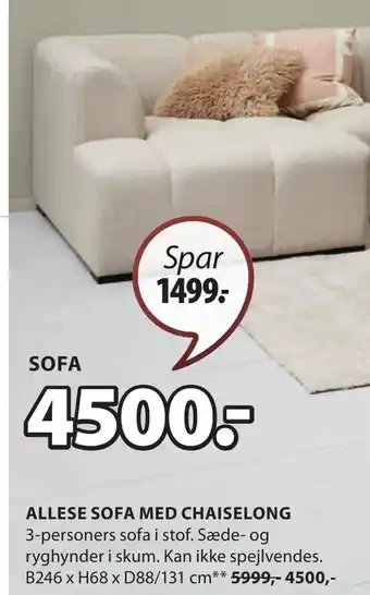 JYSK ALLESE SOFA MED CHAISELONG tilbud