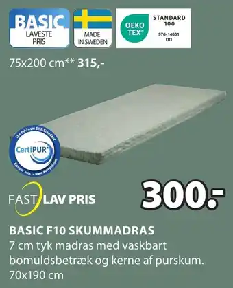 JYSK BASIC F10 SKUMMADRAS tilbud