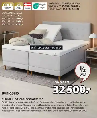 JYSK DUNLOPILLO E300 ELEVATIONSSENG tilbud