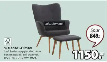 JYSK SKALBORG LÆNESTOL tilbud