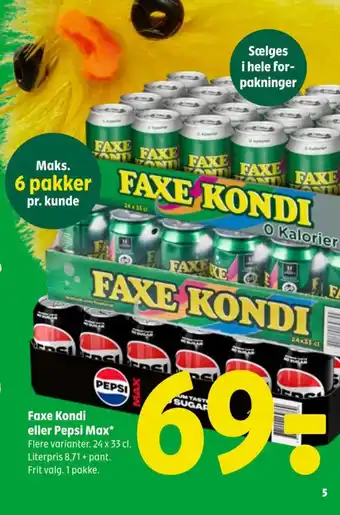 Coop 365 Faxe Kondi eller Pepsi Max tilbud