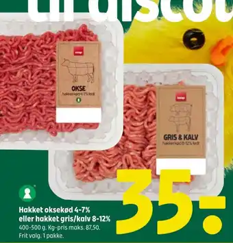 Coop 365 Hakket oksekød 4-7% eller hakket gris/kalv 8-12% tilbud