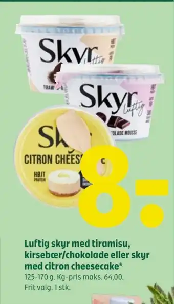 Luftig skyr med tiramisu, kirsebær/chokolade eller skyr