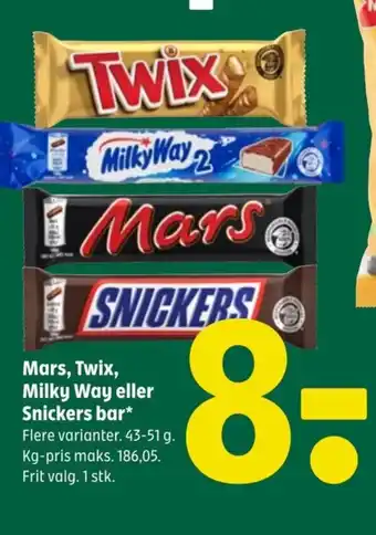 Coop 365 Mars, Twix, Milky Way eller Snickers bar tilbud