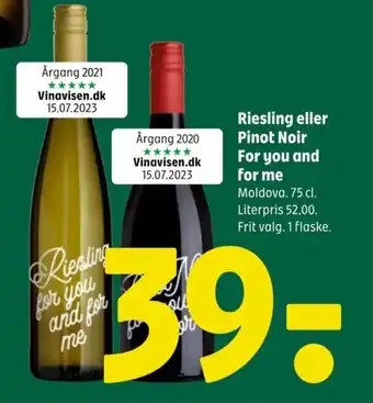 Coop 365 Riesling eller Pinot Noir For you and for me tilbud