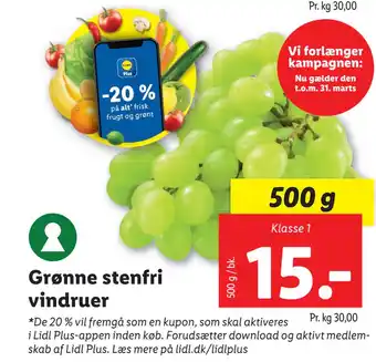 Lidl Grønne stenfri vindruer tilbud