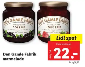 Lidl Den Gamle Fabrik marmelade tilbud