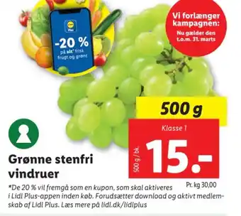 Lidl Grønne stenfri vindruer tilbud