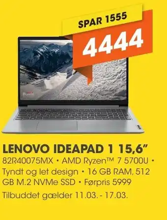 Expert LENOVO IDEAPAD 1 15,6" tilbud
