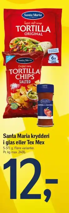Føtex Santa Maria krydderi i glas eller Tex Mex tilbud
