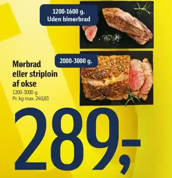 Føtex Mørbrad eller striploin af okse tilbud