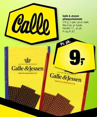 Calle Galle & Jessen pålægschokolade tilbud