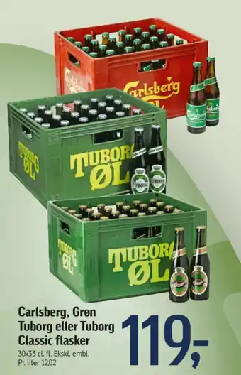 Føtex Carlsberg, Grøn Tuborg eller Tuborg Classic flasker tilbud