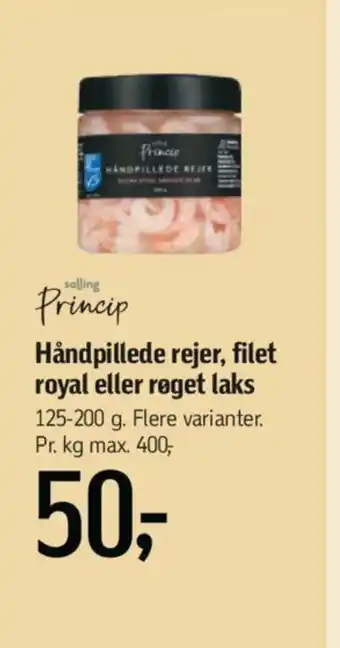 Føtex Håndpillede rejer, filet royal eller røget laks tilbud
