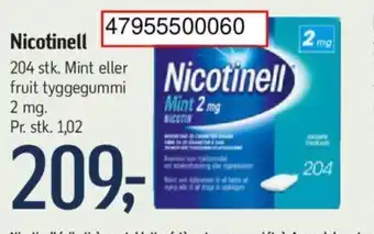 Føtex Nicotinell Mint eller fruit tyggegummi tilbud