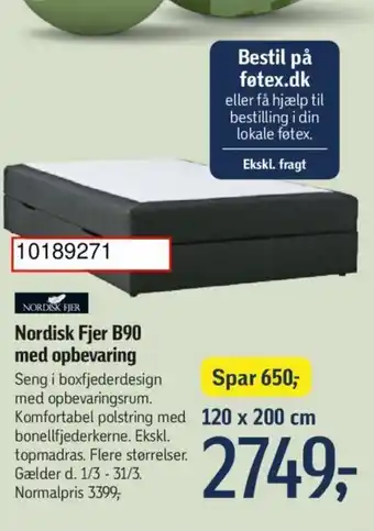 Føtex Nordisk Fjer B90 med opbevaring tilbud