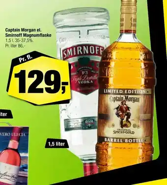 Calle Captain Morgan el. Smirnoff Magnumflaske tilbud