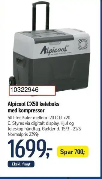 Føtex Alpicool CX50 køleboks med kompressor tilbud