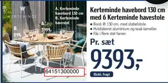 Føtex Kerteminde havebord 130 cm med 6 Kerteminde havestole tilbud