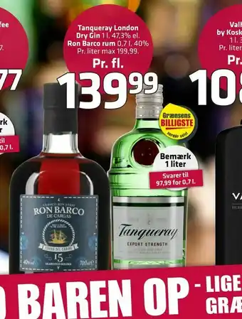 Fleggaard Tanqueray London Dry Gin el. Ron Barco rum tilbud