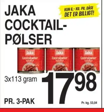 ABC Lavpris JAKA COCKTAIL- PØLSER tilbud