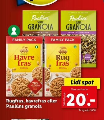 Rugfras, havrefras eller Paulúns granola