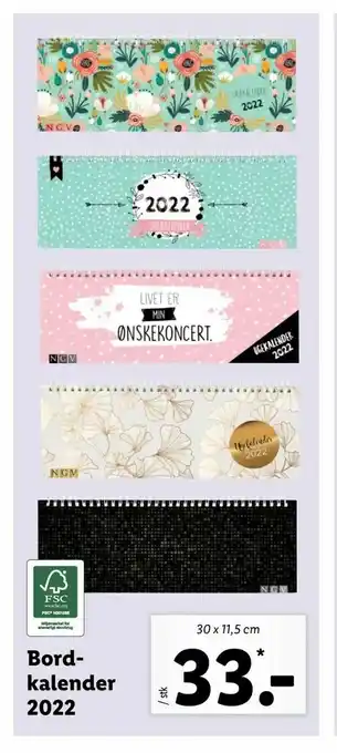 Bord kalender 2022