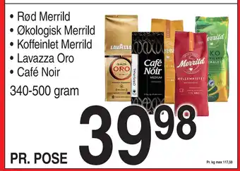 ABC Lavpris Rød Merrild • Økologisk Merrild • Koffeinlet Merrild • Lavazza Oro • Café Noir tilbud
