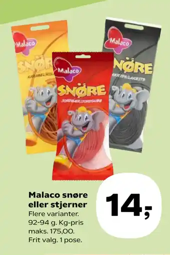 Kvickly Malaco snøre eller stjerner tilbud