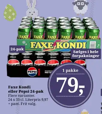 Dagli'Brugsen Faxe Kondi eller Pepsi 24-pak tilbud