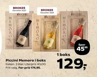 Kvickly Piccini Memoro i boks tilbud
